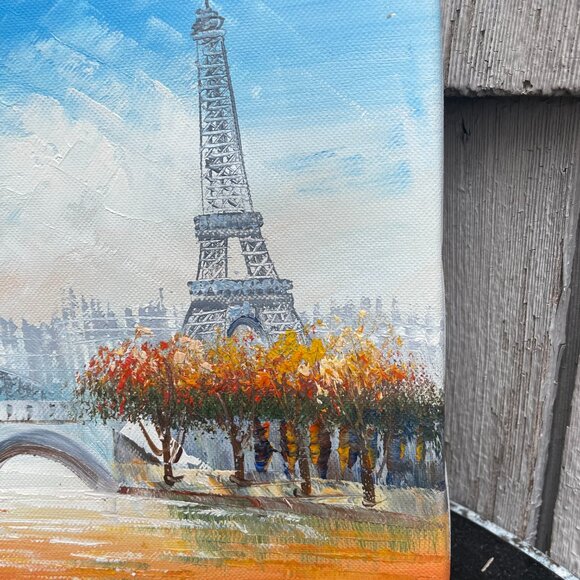 Paris Eiffel Tower Views Painting Oil on Canvas Original Pont Alexandre Bridge - Picture 3 of 5